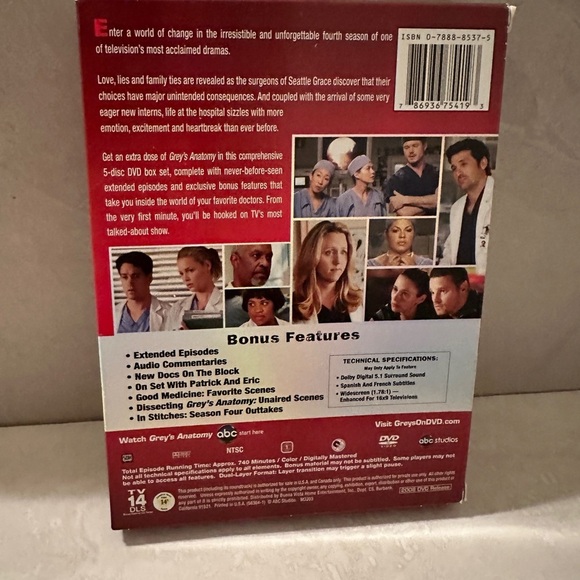 Grey's Anatomy - Season Four 4 Expanded (DVD, 2008, 5-Disc Set) - Picture 2 of 6
